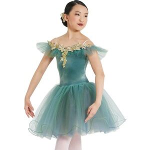 Weissman Showtime | Winter 3 Ballet Tutu Costume green Gold Accents, Size LC